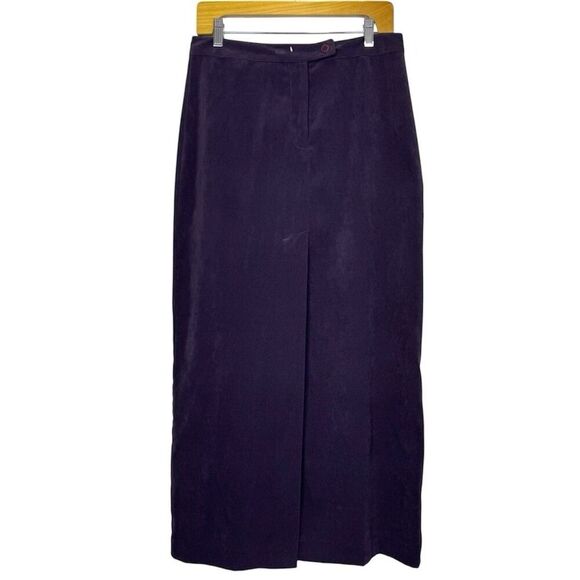 Vintage Express Faux Suede Midi Skirt Size 11/12 Center Front Slit Boho Western - Picture 1 of 8